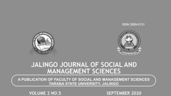 					View Vol. 2 No. 5 (2020): JALINGO JOURNAL OF SOCIAL AND MANAGEMENT SCIENCES VOLUME 2 NUMBER 5 SEPTEMBER 2020
				