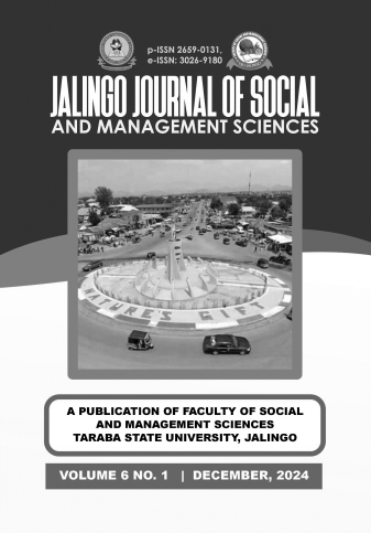 					View Vol. 6 No. 1 (2024): JALINGO JOURNAL OF SOCIAL AND MANAGEMENT SCIENCE, VOLUME 6, NUMBER 1 DECEMBER 2024
				